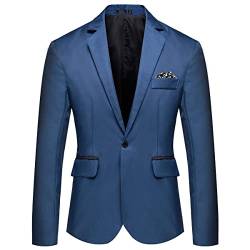 YOUTHUP Sakko Herren Leichter Regular Fit Anzug Jacke für Männer Freizeit Jackett Blazer, Blau, M von YOUTHUP