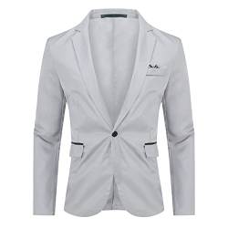 YOUTHUP Sakko Herren Leichter Regular Fit Anzug Jacke für Männer Freizeit Jackett Blazer, Grau, XL von YOUTHUP