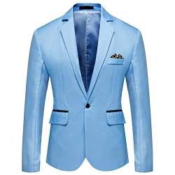 YOUTHUP Sakko Herren Leichter Regular Fit Anzug Jacke für Männer Freizeit Jackett Blazer, Himmelblau, XL von YOUTHUP