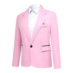 YOUTHUP Sakko Herren Leichter Regular Fit Anzug Jacke für Männer Freizeit Jackett Blazer, Rosa, XXL von YOUTHUP