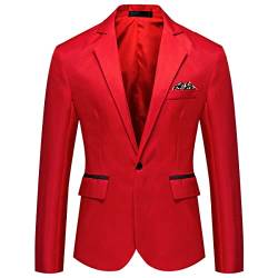 YOUTHUP Sakko Herren Leichter Regular Fit Anzug Jacke für Männer Freizeit Jackett Blazer, Rot, L von YOUTHUP