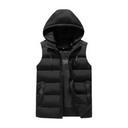 YOUTHUP Weste Herren Steppweste mit Kapuze Outdoor Freiziet Winterweste Leicht Winddicht Kapuzenweste Bodywarmer Gilet, Schwarz, M von YOUTHUP