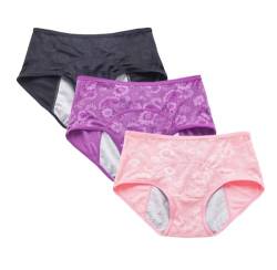 Damen-Menstruationslip, Jacquard-Muster, leicht zu reinigen, Multipack Gr. 2 - 4 Jahre old, Dunkel, Rouge, Violett von YOYI FASHION