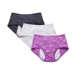 Damen-Menstruationslip, Jacquard-Muster, leicht zu reinigen, Multipack Gr. 3-4Jahre, Dunkel, Grau, Violett von YOYI FASHION