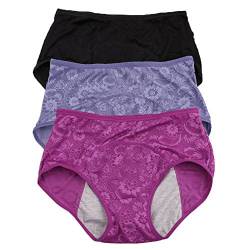 Damen-Menstruationslip, Jacquard-Muster, leicht zu reinigen, Multipack Gr. 4X-Large/37, Schwarz, Blau, Violett von YOYI FASHION