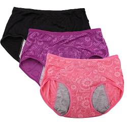 Damen-Menstruationslip, Jacquard-Muster, leicht zu reinigen, Multipack Gr. XXXX-Large, Dunkel, Rouge, Violett von YOYI FASHION