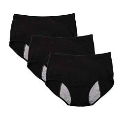 YOYI FASHION Bambus-Viskosefaser-Slip, auslaufsicher, Menstruations-Slip, Multipackung, US-Größe XXS-3XL/10, Schwarz, 3 Packungen, L von YOYI FASHION