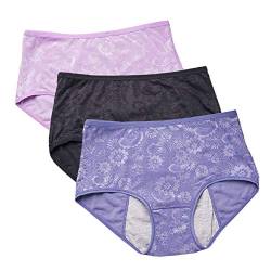 YOYI FASHION Frauen Menstruation Slip Jacquard Easy Clean Slip 3 Pack Gr??e 38, Schwarz,Blau,Lotus von YOYI FASHION