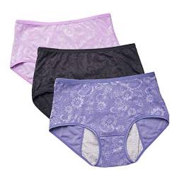 YOYI FASHION Frauen Menstruation Slip Jacquard Easy Clean Slip 3 Pack Gr??e 40, Schwarz,Blau,Lotus von YOYI FASHION