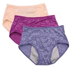 YOYI FASHION Frauen Menstruation Slip Jacquard Easy Clean Slip 3 Pack Gr??e 44, Blau, nackt, Violett von YOYI FASHION