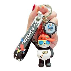 YOYUMI Schlusselanheger Rich Trend Panda Soft Doll Schlüsselanhänger Auto Schlüsselanhänger Ring Tasche Anhänger Schmuck Anhänger Rote Kappe von YOYUMI