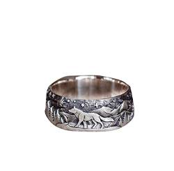 YPOSPDD 2023 Eheringe for Frauen_ Retro-Ring, treues Paar, Wolf, Paarring, Damenmode, Herren und Accessoire (Color : Silver13, Size : B13) von YPOSPDD