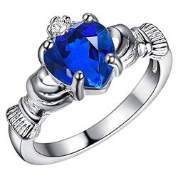 YPOSPDD Damen-Ehering-Sets_ for Frauen und stapelbare Liebesringe for Männer, vergoldete Ringe for Frauen, goldene Ringe, Ringe (Color : Blue, Size : 9) von YPOSPDD
