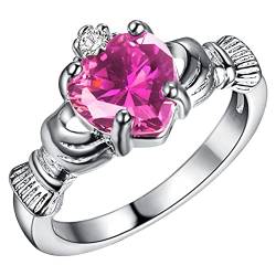 YPOSPDD Damen-Ehering-Sets_ for Frauen und stapelbare Liebesringe for Männer, vergoldete Ringe for Frauen, goldene Ringe, Ringe (Color : Pink, Size : 6) von YPOSPDD