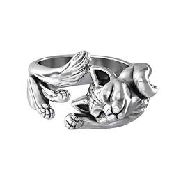 YPOSPDD Ehering-Sets for Sie_ Damenmode-Silberring, Katzenschmuck, Ring, Größe 511, plattierte Ringe (Color : Silver, Size : 5) von YPOSPDD