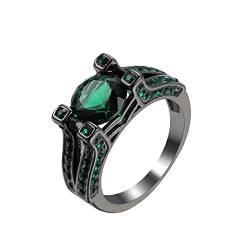 YPOSPDD Eheringe for Damen_ Damen-Diamant-Grün-Zirkonia-Ring, Versprechen, Verlobung, Eheringe (Color : Green, Size : 10) von YPOSPDD