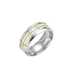 YPOSPDD Eheringe for Damen_ Ring, dunkel leuchtender Herzschlag-Ring, Ringschmuck, Versprechen, Stahl for Herren, Mode (Color : Gold, Size : One Size) von YPOSPDD