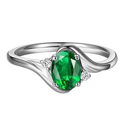 YPOSPDD Eheringe for Frauen_ Ein einzigartiger, facettierter, handgefertigter, verstellbarer Ring aus weißem Stein als Geschenk for Sie (Color : Green, Size : One Size) von YPOSPDD