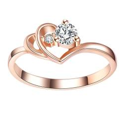 YPOSPDD Ringe for Frauen 2023_ Verlobungsringe mit Zirkonen im Rundschliff, Damen-Eheringe, Schmuckringe for Frauen, voller Diamant (Color : Rose Gold, Size : 9) von YPOSPDD
