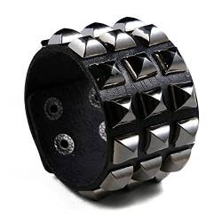 YPOSPDD Schwarze Punk-Lederarmbänder for Damen, breite Nietenmanschette, Damen-Schmuckzubehör (Color : 1) von YPOSPDD