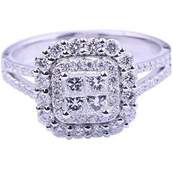 YPOSPDD Versprechensringe for Sie_ Wunderschöne Eheringe Damenschmuck Weiße Ringe 6 10 Wunderschöner Ring mit Intarsienlegierung (Color : Silver-6, Size : 6) von YPOSPDD