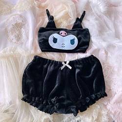 Anime Melody Velvet Tube Top Höschen Set Entzückende Unterwäsche BH Bloomers Sexy Dessous Für Mädchen Frauen-Schwarz, L. von YQHWLKJ