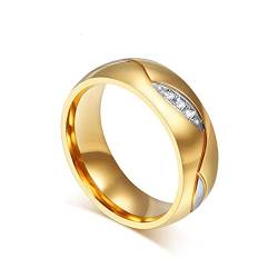 Gold Farbe Eheringe Ring für Frauen Männer Schmuck Edelstahl Ring Paar Jubiläumsgeschenk-10,CR-025WG von YQHWLKJ