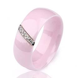 YQHWLKJ Frauen Keramikringe Klassische Ringe Glatt Indien Stein Kristall Schmuck Ring-7,Rosa 8mm von YQHWLKJ