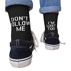 Lustige Socken mit Aufschrift "Don't Follow Me I'm Lost Too", bestickt Damen und Herren, Sport, Freizeit, den täglichen Gebrauch, Schwarz, Einheitsgr��e von YQkoop