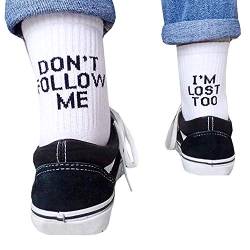 Lustige Socken mit Aufschrift "Don't Follow Me I'm Lost Too", bestickt Damen und Herren, Sport, Freizeit, den täglichen Gebrauch, Weiß, EinheitsgröÃŸe von YQkoop