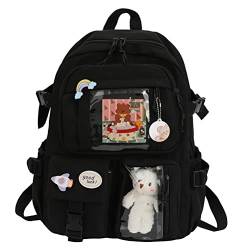 YQkoop Kawaii Rucksack mit Kawaii Pin und Zubehör, Kawaii Rucksack für Schule, Niedlich Ästhetischer Rucksack Japanische Schultasche für Teen Mädchen von YQkoop