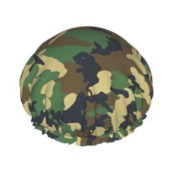 Duschhauben mit Militär-Camouflage-Druck, wiederverwendbare Duschhaube, Haarkappe für Dusche, rutschfest, niedliche Duschhaube, Urlaubsgeschenk von YQxwJL