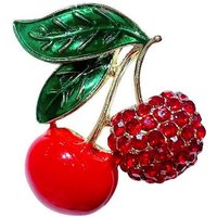 YRIIOMO Brosche Rote Kirsch-Brosche für Damen, verhindert das Verrutschen, Hemd-, Kleid- und Anzugjacken-Accessoire, Brustblume von YRIIOMO
