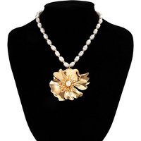 YRIIOMO Kette mit Anhänger Übertriebene Gold-Halskette mit großen Blumen, Retro-Halskette für, Damen von YRIIOMO