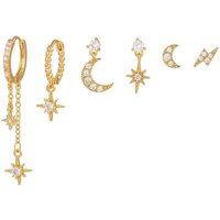 YRIIOMO Ohrhänger-Set Asymmetrische Ohrringe mit Stern und Mond, sechsteiliges Ohrring-Set, Damen-Ohrringe, Schmuck von YRIIOMO