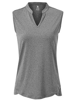 YSENTO Damen Golf Poloshirt Ärmelloses Schnelltrocknend V Ausschnitt Sport Oberteile Yoga Tennis Shirt Tank Tops(Grau,2XL) von YSENTO