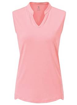 YSENTO Damen Golf Poloshirt Ärmelloses Schnelltrocknend V Ausschnitt Sport Oberteile Yoga Tennis Shirt Tank Tops(Rosa,2XL) von YSENTO