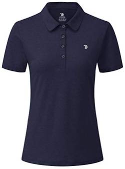 YSENTO Damen Golf Poloshirt Kurzarm Polohemd Schnelltrocknend Atmungsaktiv Sport Tennis Lady-Fit T-Shirts(Marine,L) von YSENTO