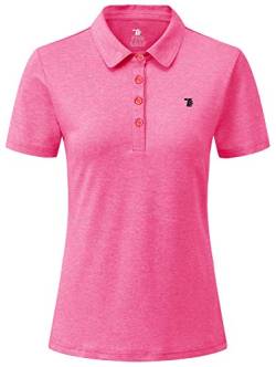 YSENTO Damen Golf Poloshirt Kurzarm Polohemd Schnelltrocknend Atmungsaktiv Sport Tennis Lady-Fit T-Shirts(Rose rot,L) von YSENTO