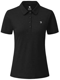 YSENTO Damen Golf Poloshirt Kurzarm Polohemd Schnelltrocknend Atmungsaktiv Sport Tennis Lady-Fit T-Shirts(Schwarz,2XL) von YSENTO