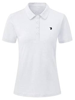 YSENTO Damen Golf Poloshirt Kurzarm Polohemd Schnelltrocknend Atmungsaktiv Sport Tennis Lady-Fit T-Shirts(Weiß,2XL) von YSENTO