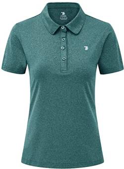 YSENTO Damen Golf Poloshirt Kurzarm Sport T-Shirt Schnelltrocknend Atmungsaktiv Tennis Lady-Fit Polohemd(Denim Blue,XL) von YSENTO