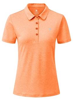 YSENTO Damen Golf Poloshirt Kurzarm Sport T-Shirt Schnelltrocknend Atmungsaktiv Tennis Lady-Fit Polohemd(Orange,M) von YSENTO