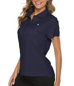 YSENTO Damen-Golf-Shirt, trockene Passform, kurzärmelig, feuchtigkeitsableitend, Kragen, Polo-Shirts, Tops, 4 Knöpfe, Saphirblau, X-Klein von YSENTO