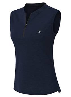 YSENTO Damen Golf Shirt Poloshirt Ärmelloses Tennis Shirt Leicht Quick Dry Sport Polohemd Tank Tops(Marine,XS) von YSENTO