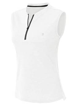 YSENTO Damen Golf Shirt Poloshirt Ärmelloses Tennis Shirt Leicht Quick Dry Sport Polohemd Tank Tops(Weiß,M) von YSENTO