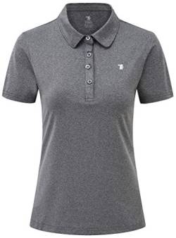 YSENTO Damen Golf Shirts Kurzarm Poloshirt Schnelltrocknend Leichte Polohemd Sport Tennis Sommershirt mit Kragen(Dunkelgrau,2XL) von YSENTO