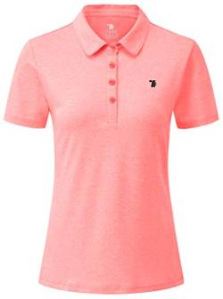 YSENTO Damen Golf Shirts Kurzarm Poloshirt Schnelltrocknend Leichte Polohemd Sport Tennis Sommershirt mit Kragen(Rosa,L) von YSENTO