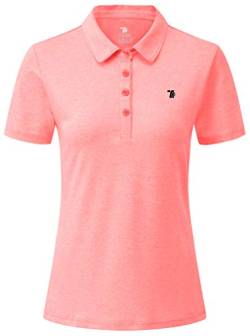 YSENTO Damen Golf Shirts Kurzarm Poloshirt Schnelltrocknend Leichte Polohemd Sport Tennis Sommershirt mit Kragen(Rosa,XS) von YSENTO