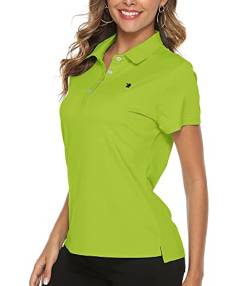 YSENTO Damen Golf-Shirts mit Kragen, feuchtigkeitsableitend, kurzärmelig, sportliches Fitnessstudio, Workout - Grün - Mittel von YSENTO